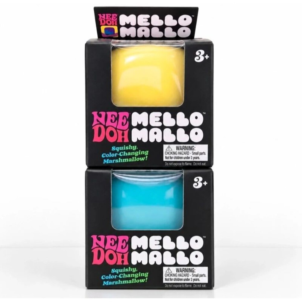 BOTH! Authentic NeeDoh Mello Mallo Blue, Yellow Squishy 2 Pack NIB Schylling